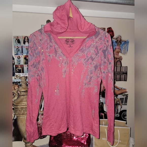 Nine West Tops - Nine West Pink Sequin Hoodie
